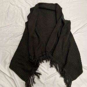 Charcoal Gray Open Front Waterfall Sweater Vest